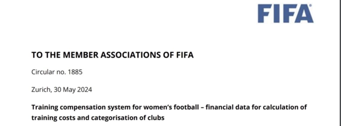 FIFA Circular 1885, 30 May 2024 - Women's Football Training Compensation Club Survey content image